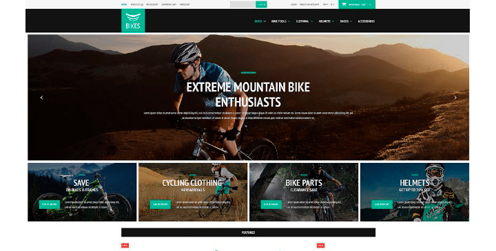 Cycling Equipment OpenCart Template
