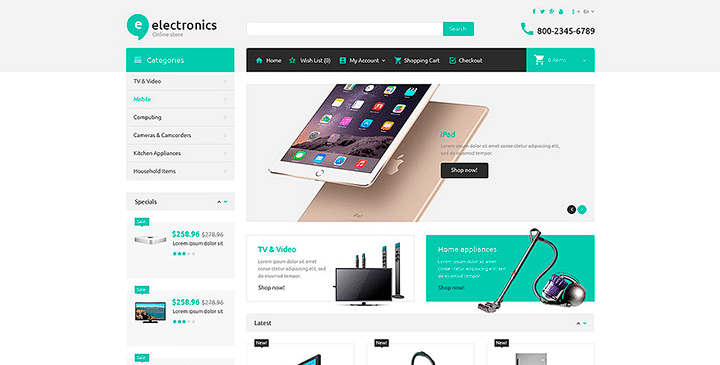 Electronic Store OpenCart Template