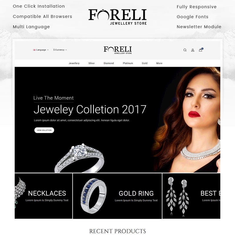 OpenCart шаблон Foreli - Jewelry Store