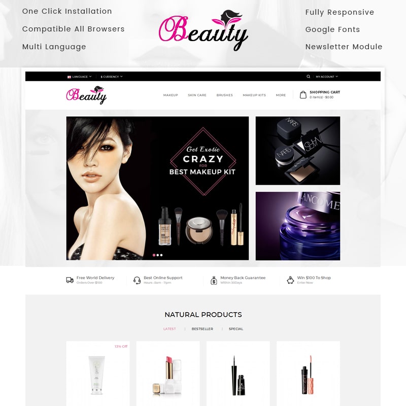 OpenCart шаблон Beauty Store
