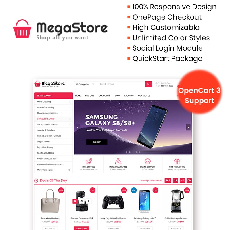 Адаптивный OpenCart шаблон сайта автомобильных запчастей