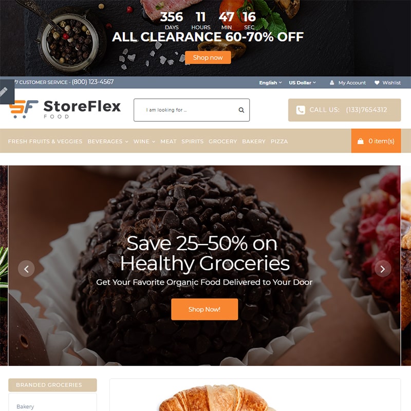 StoreFlex - многоцелевой адаптивный OpenCart шаблон с поддержкой RTL языков и набором скинов