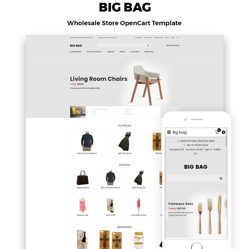 OpenCart шаблон Big Bag - Wholesale Store Modern