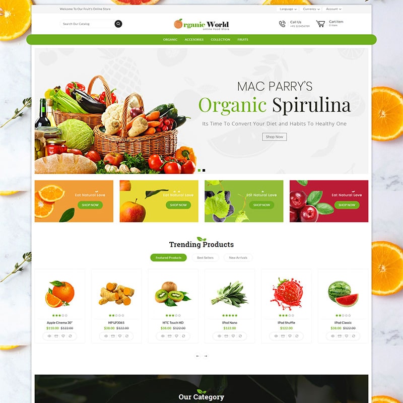 OpenCart шаблон Organic World Responsive