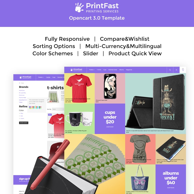OpenCart шаблон Print Fast - Simple Print Services