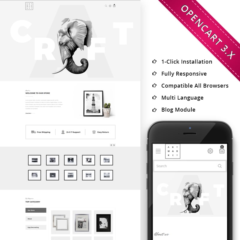 OpenCart шаблон Art Market - Responsive