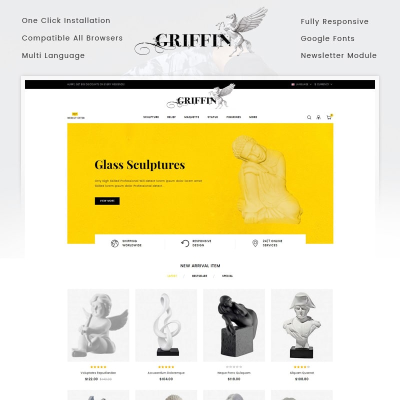 OpenCart шаблон Griffin - Arts Store