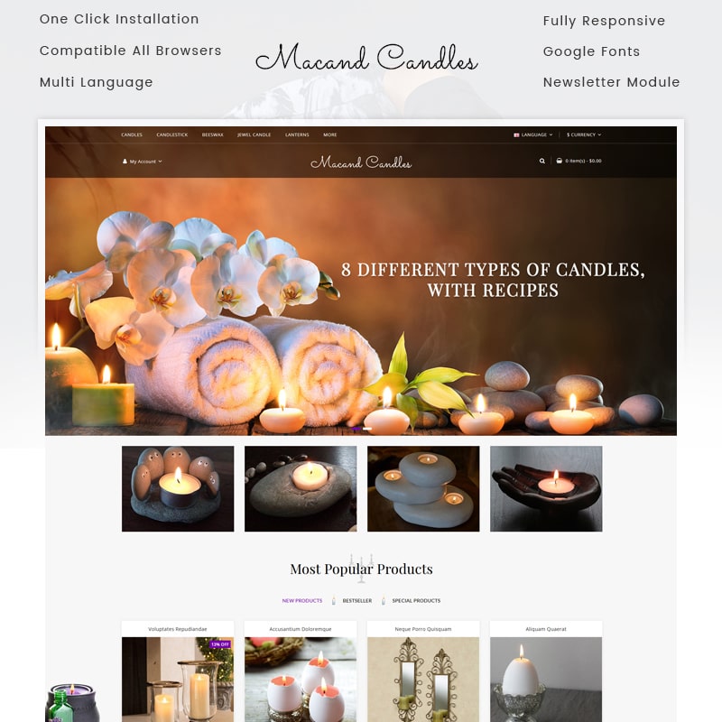 OpenCart шаблон Macand Candles Store