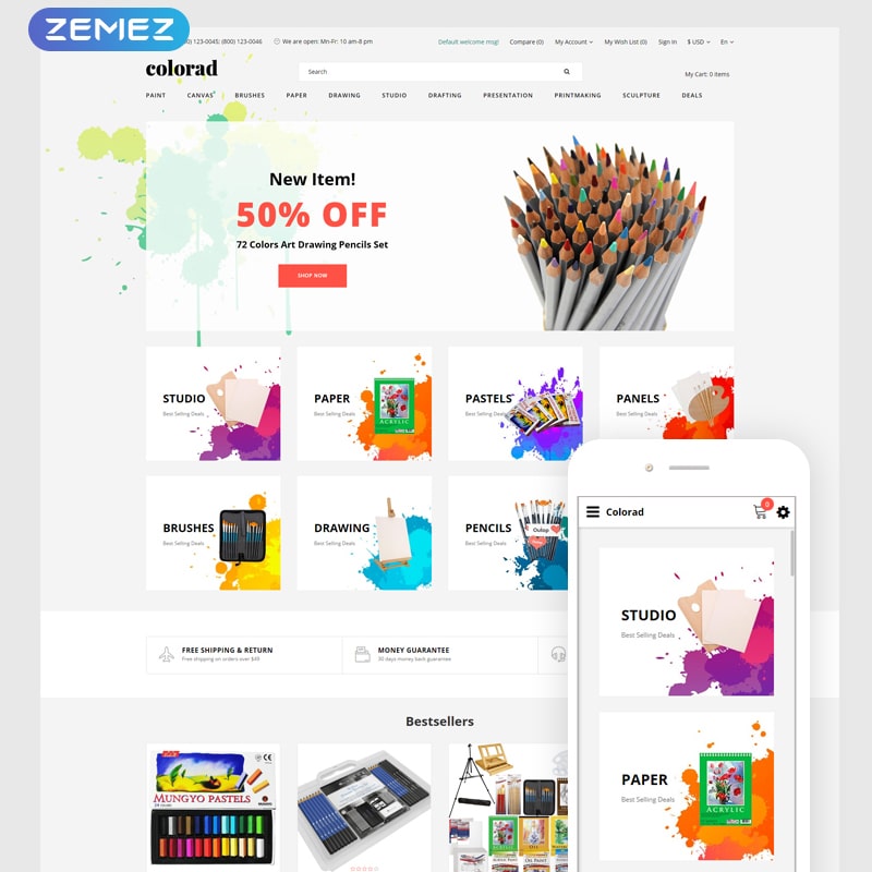 OpenCart шаблон Colorad - Art Store Clean