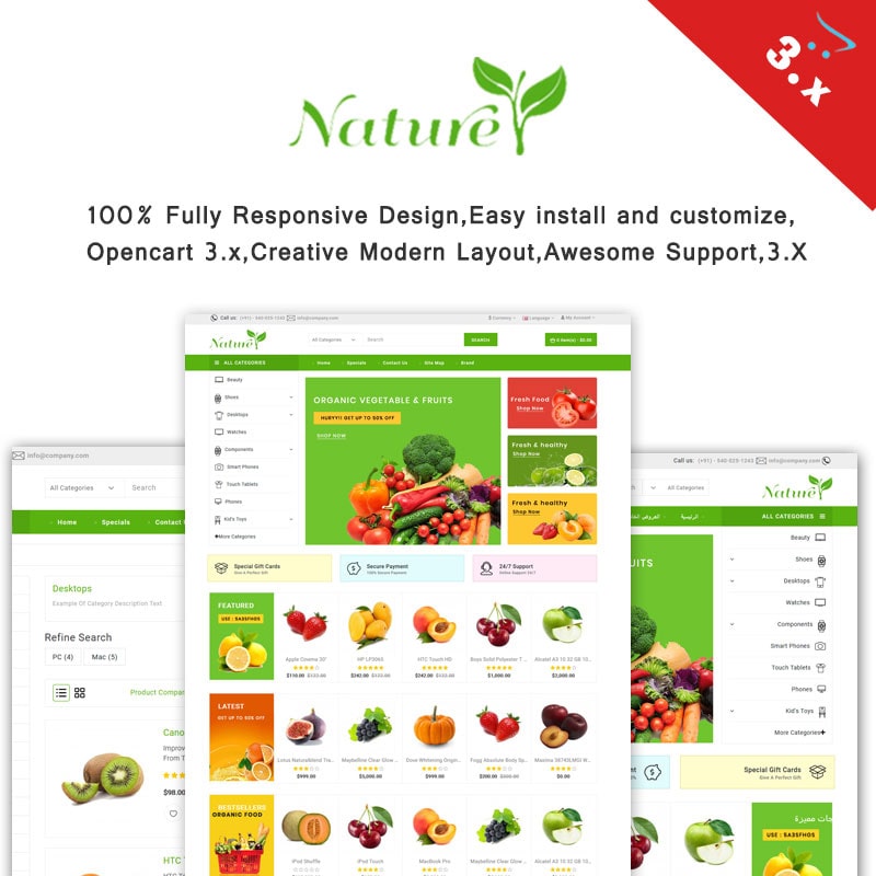 OpenCart шаблон Nature - Organic & Farm Food