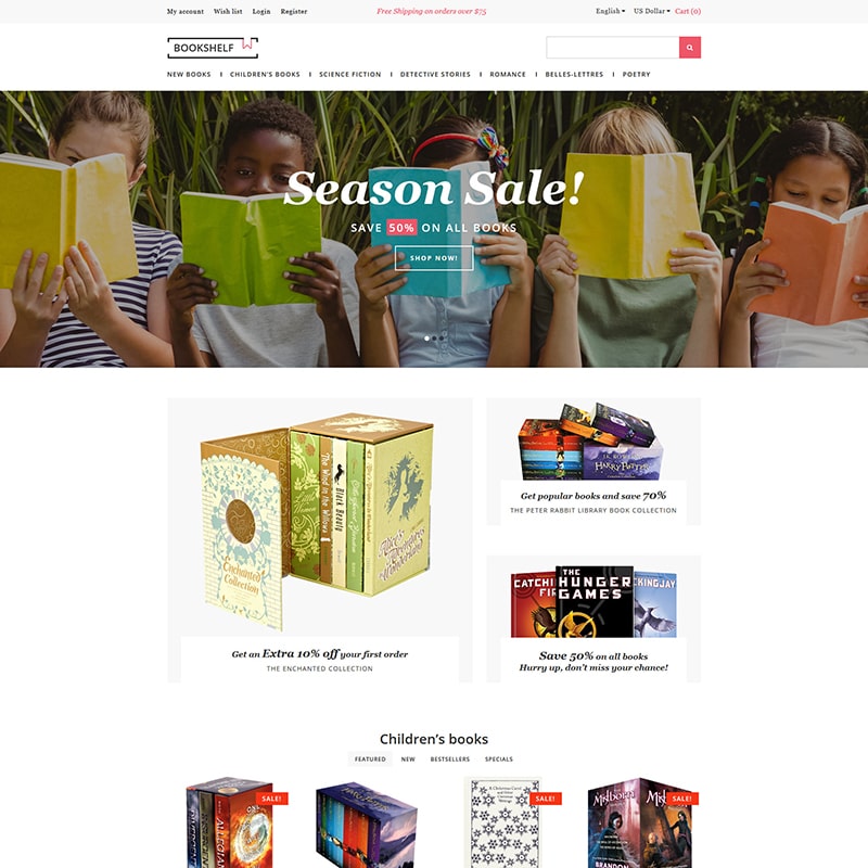 Адаптивный OpenCart шаблон №61359 на тему книги