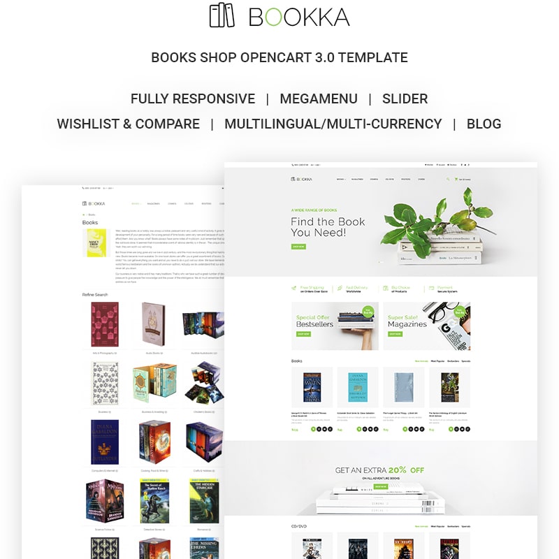OpenCart шаблон BOOKKA - Books Shop