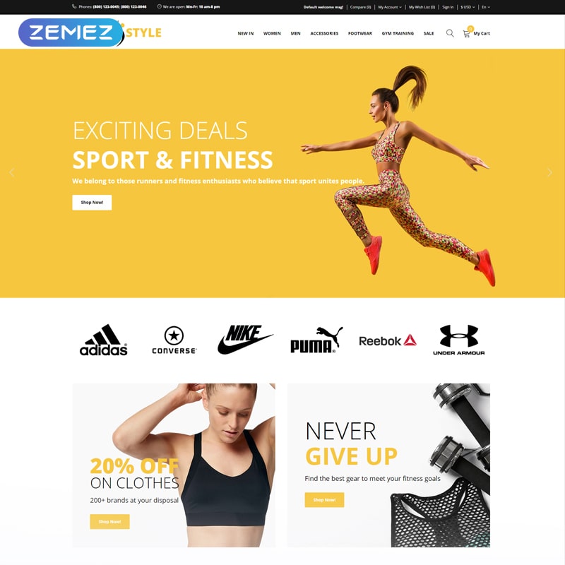 OpenCart шаблон Fitness Style - Sports Fashion