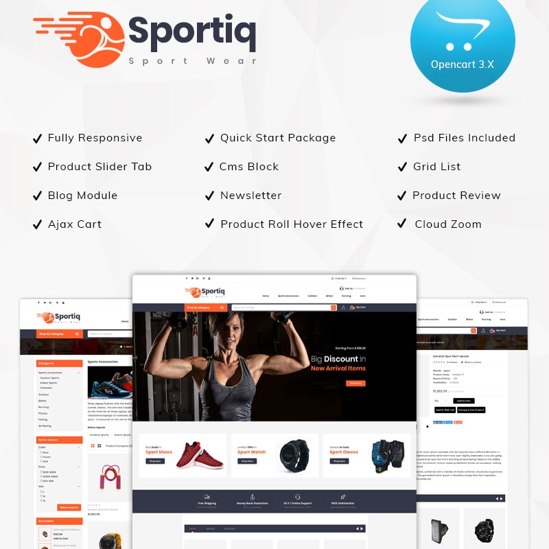 OpenCart шаблон Sportiq - Sports Responsive 3.x