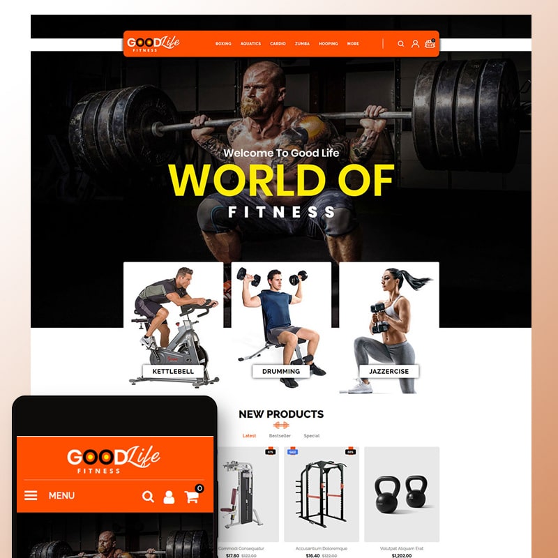 OpenCart шаблон GoodLife Fitness - Online Store