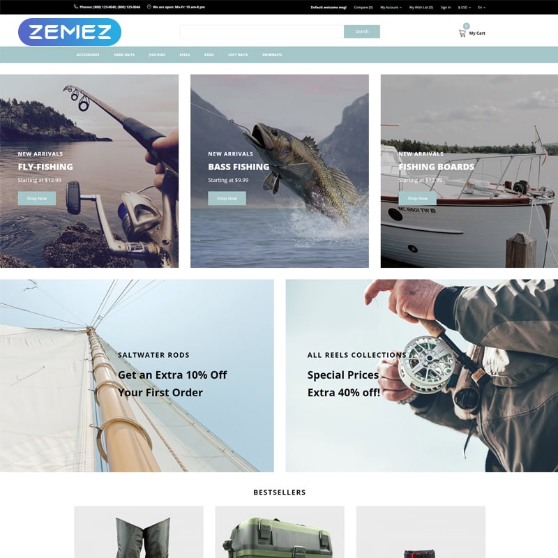 OpenCart шаблон Siltic - Fishing Tackle E-commerce Modern