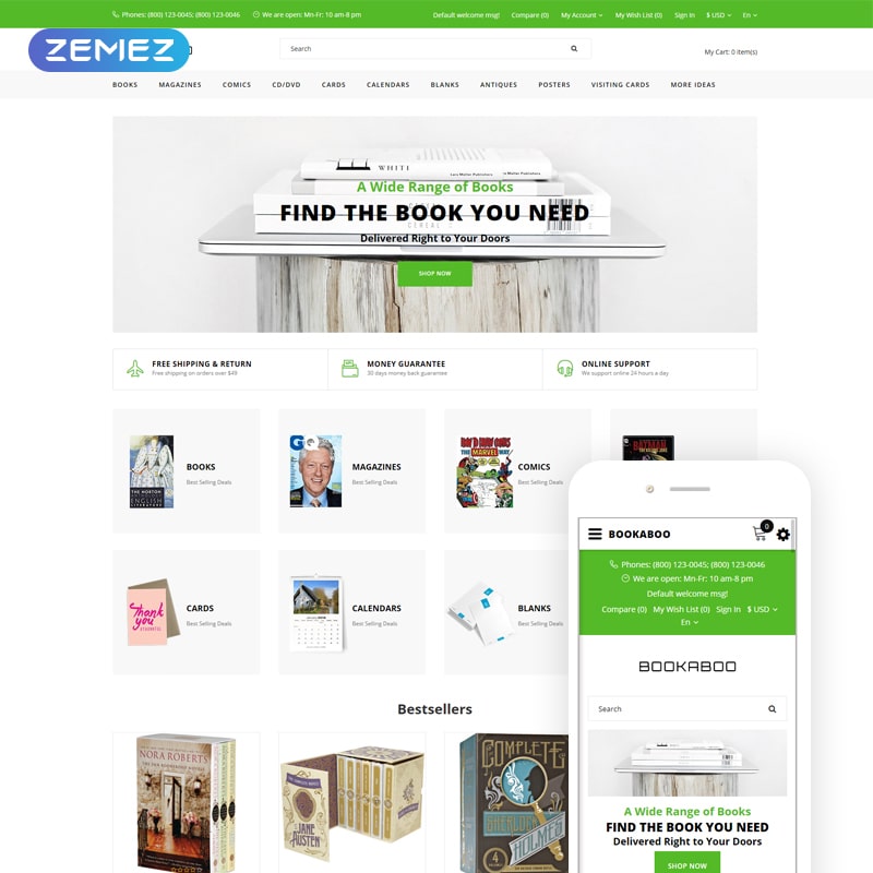 OpenCart шаблон BookaBoo - Books Multipage Clean