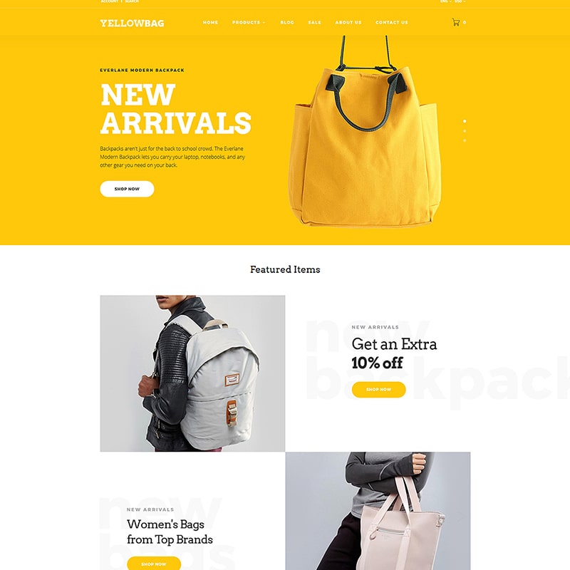 OpenCart шаблон YellowBag