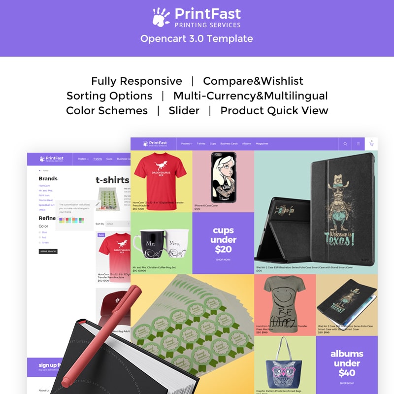 OpenCart шаблон Print Fast - Simple Print Services