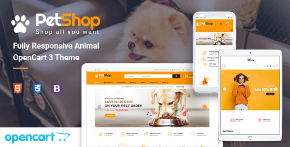 PetShop - Responsive Pet Store OpenCart 3 Theme