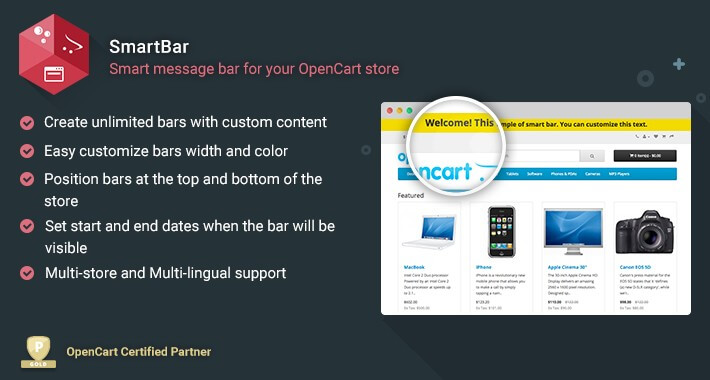 SmartBar - Smart message bar for your OpenCart store
