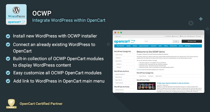 OCWP - Integrate WordPress in OpenCart