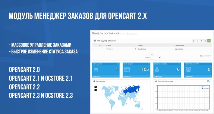 Модуль Менеджер заказов для Opencart 2.x
