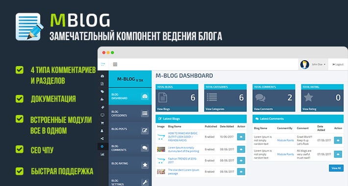 Модуль M-Blog для создания блога на Opencart