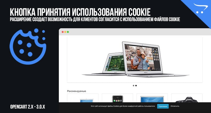 Кнопка принятия использования Cookie для OpenCart