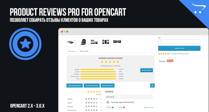 Product Reviews Pro for OpenCart